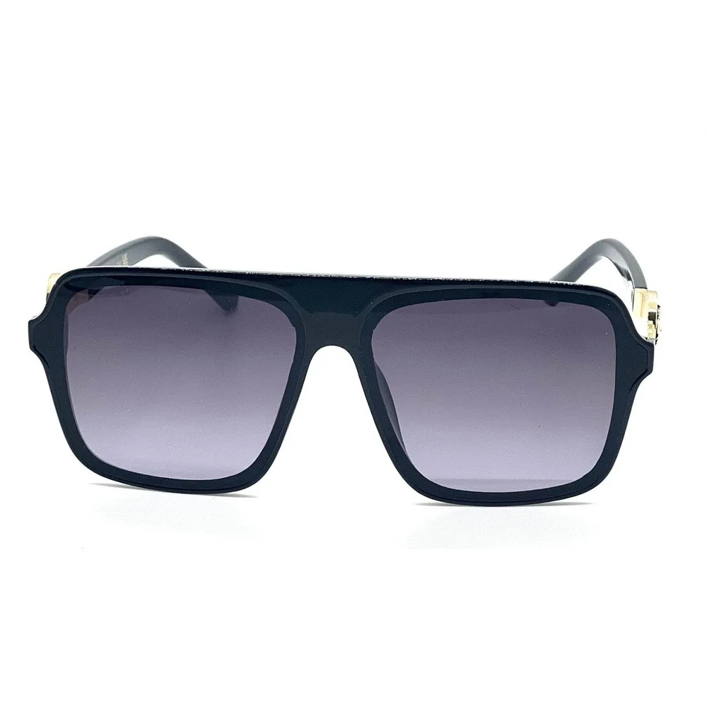 Retro Oversized Square Vintage Gold Metal Men Designer Fashion Sunglasses Luxury